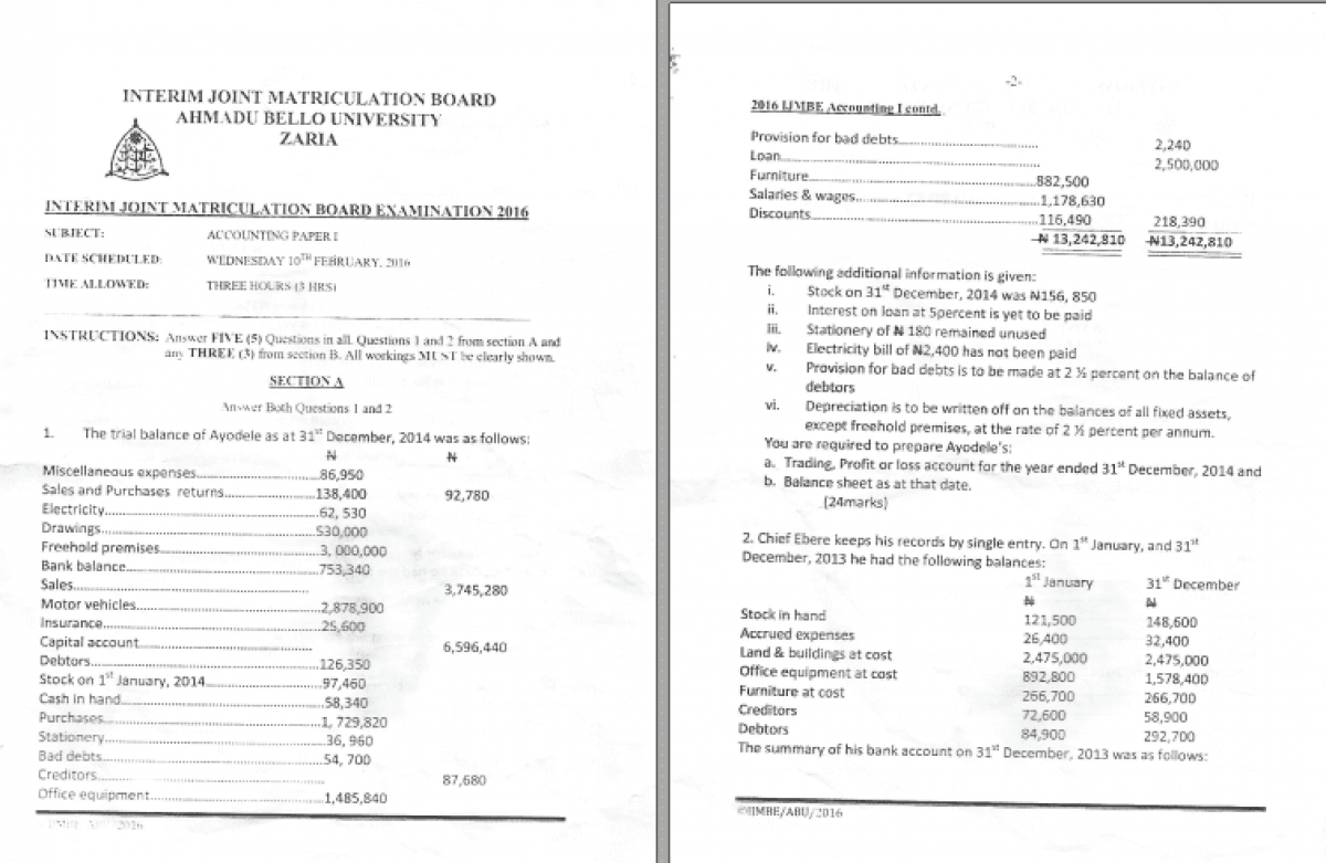 Ijmb Past Questions Pdf Ijmb Jupeb Website Official Portal