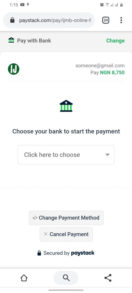 IJMB Form pay with bank